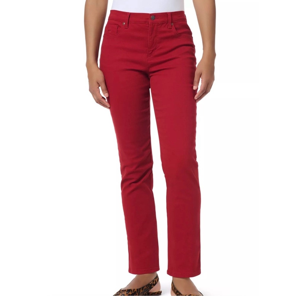 Gloria Vanderbilt Amanda Classic Rise Tapered Leg Red Jeans Size 10 Average NEW